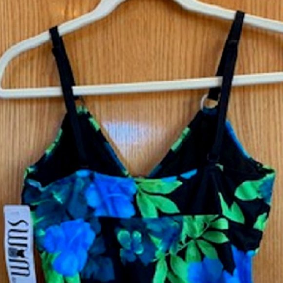 Swim by Chuck Handy Tankini SwimSuit Kimono Cover Up 3 Pc Set Tropical Flower 8 - Picture 3 of 10